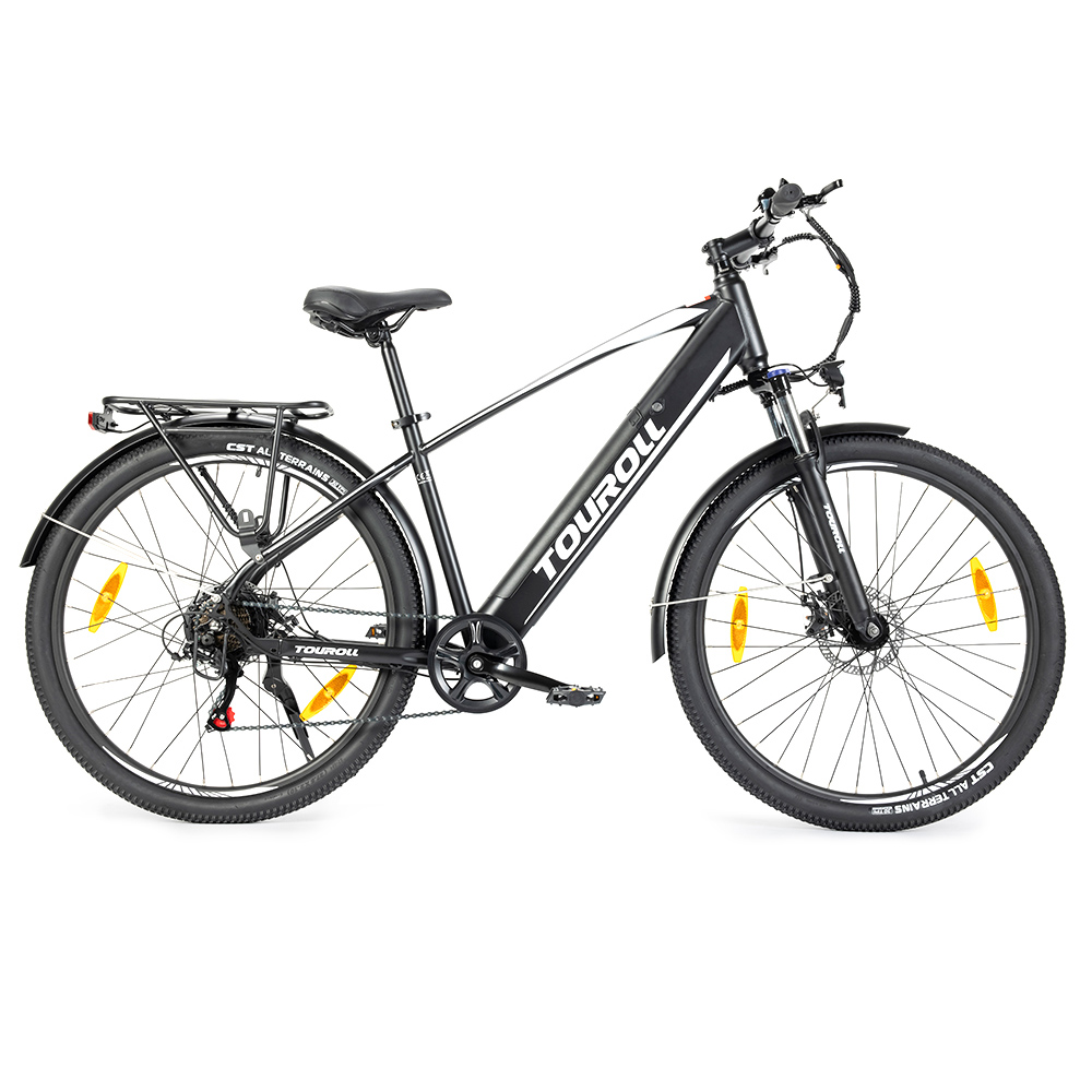 

Touroll J1 27.5 inch Trekking Bike with 250W Motor, 36V 15.6Ah Battery, Max 100km Range, 1.8" LCD Display Shimano 7-Speed Disc Brake - Black