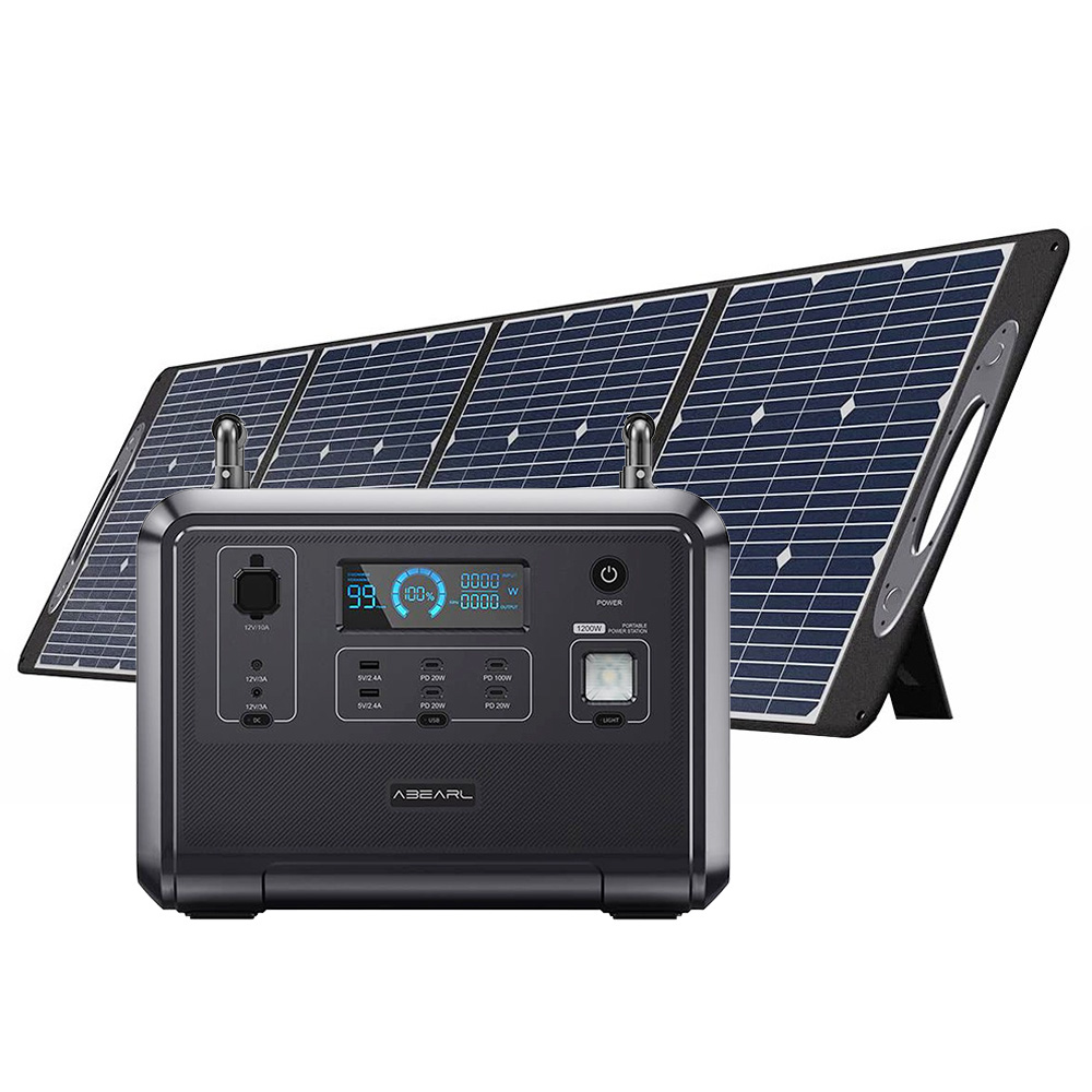 

OUKITEL P1201 Portable Power Station + OUKITEL PV200 Foldable Solar Panel, 960Wh LiFePo4 Battery, 3500+Lifespan, 1200W AC Output, 500W Max Solar Charging, 2400W Surge, Fully Recharge in 1.5 Hours, 11 Outputs, 2W LED Light, UPS Times ≤10ms, Grey
