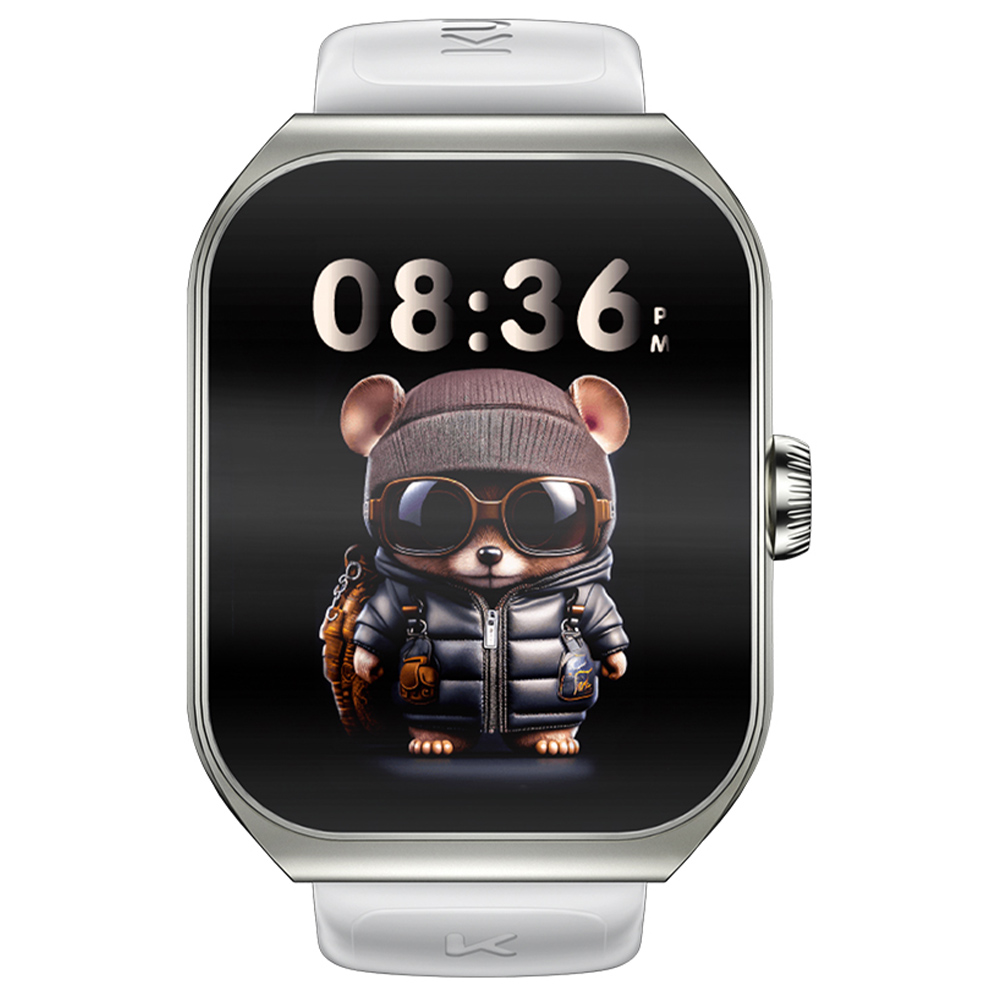 

KUMI KU7 Smartwatch, 1.96'' AMOLED Screen, Bluetooth Calling, Health Monitoring, Stock Market Information, 100 Sports Modes - Silver