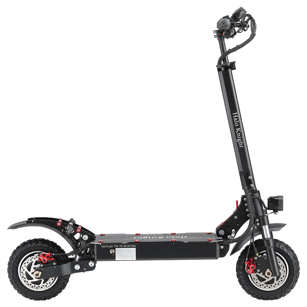 

Halo Knight T104 Electric Scooter 10 inch Off-road Tires 1000W*2 Motor 65km/h Max Speed Remote control 52V 21Ah Battery 45km Range - Black