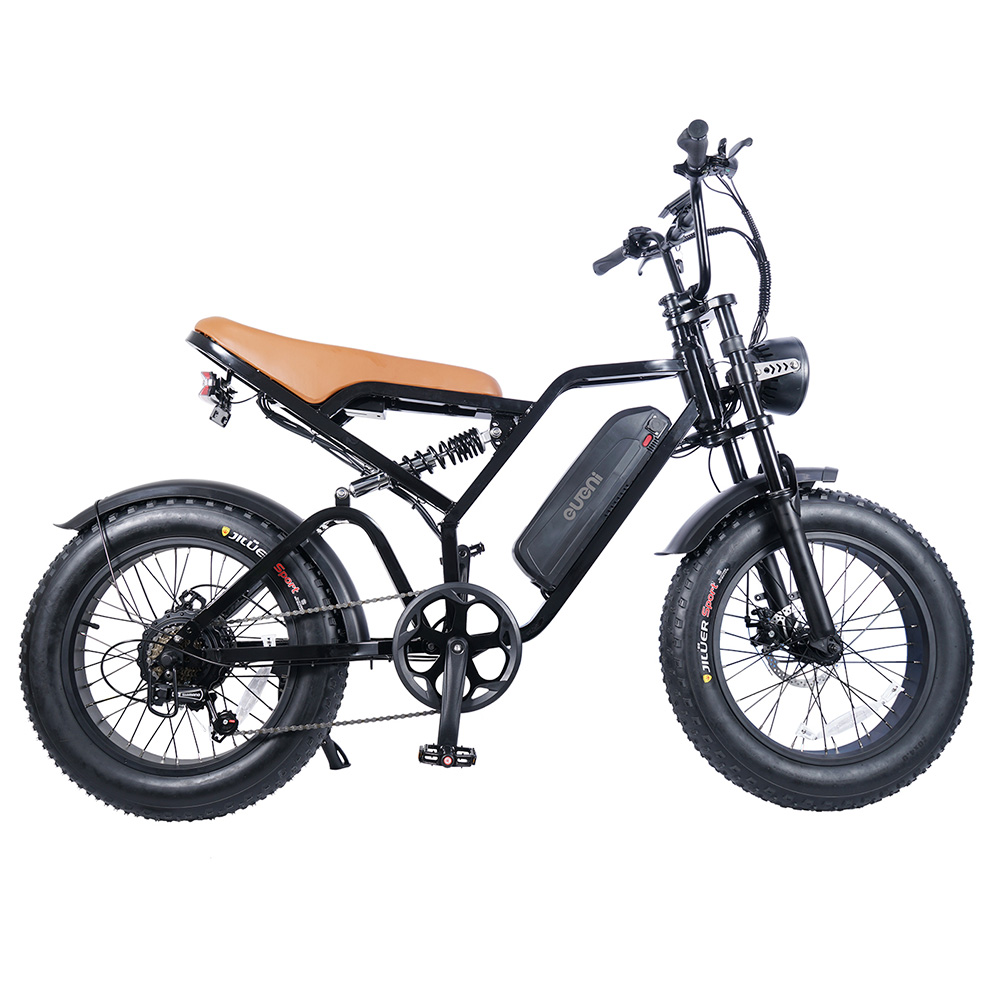 

EUENI FXH009 Pro Electric Bike 20x4.0 inch Fat Tire 750W Motor 48V 15Ah Battery 45km/h Max Speed up to 96km Assist Range Shimano 7-speed Gear Double Damping System - Black
