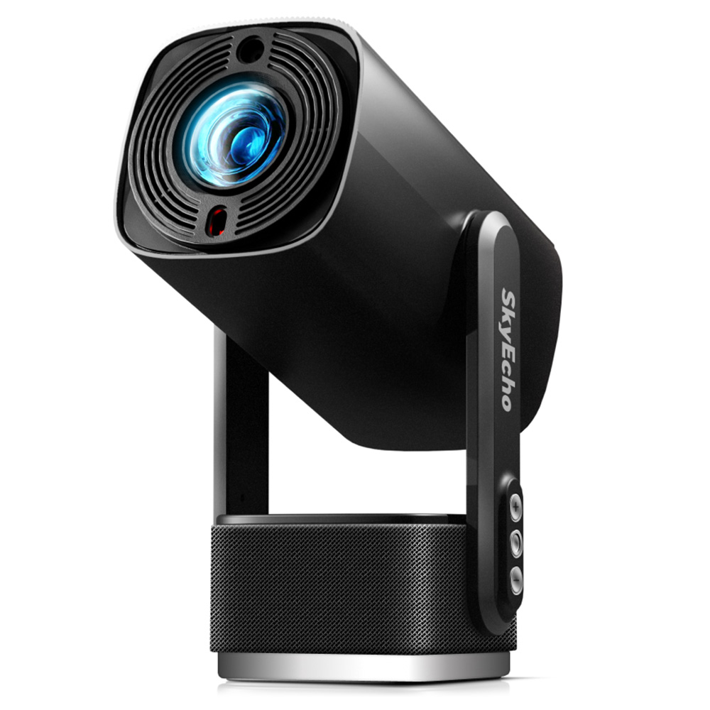 

SkyEcho FreeONE Pro Portable Projector, 350 ANSI Lumens, Native 720P, 270° Gimbal Stand, Built-in Battery for 2 Hours Playtime, Auto-Focus, Auto Keystone, Android OS - Black, US Plug