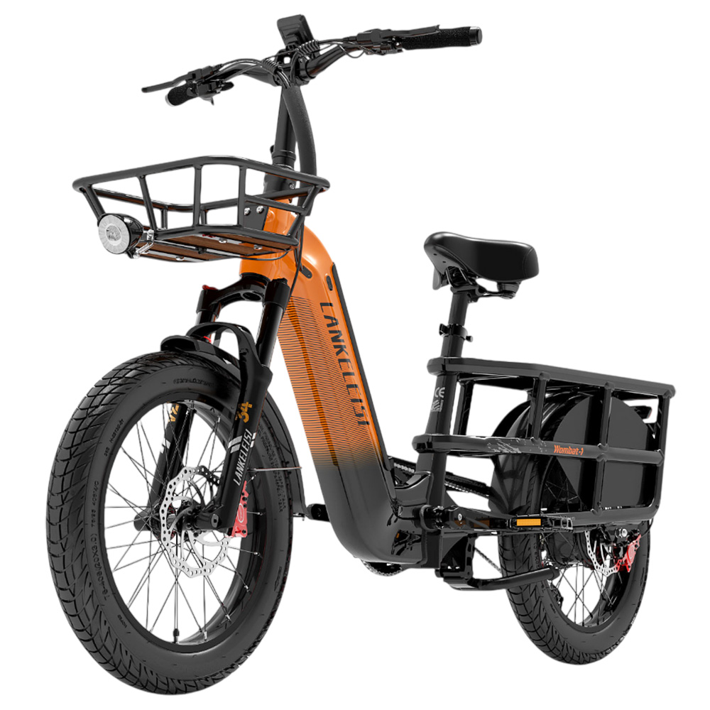 LANKELEISI Wombat-1 Cargo Electric Bike, 1000W Motor, 48V 20Ah Battery, 20*3.0 inch Tires, 46km/h Max Speed, 150km Range, Hydraulic Disc Brake, Front Oil Spring Suspension, Shimano 7-speed - Orange
LANKELEISI Wombat-1 Cargo Electric Bike, 1000W Motor, 48V 20Ah Battery, 20*3.0 inch Tires, 46km/h Max Speed, 150km Range, Hydraulic Disc Brake, Front Oil Spring Suspension, Shimano 7-speed - Orange