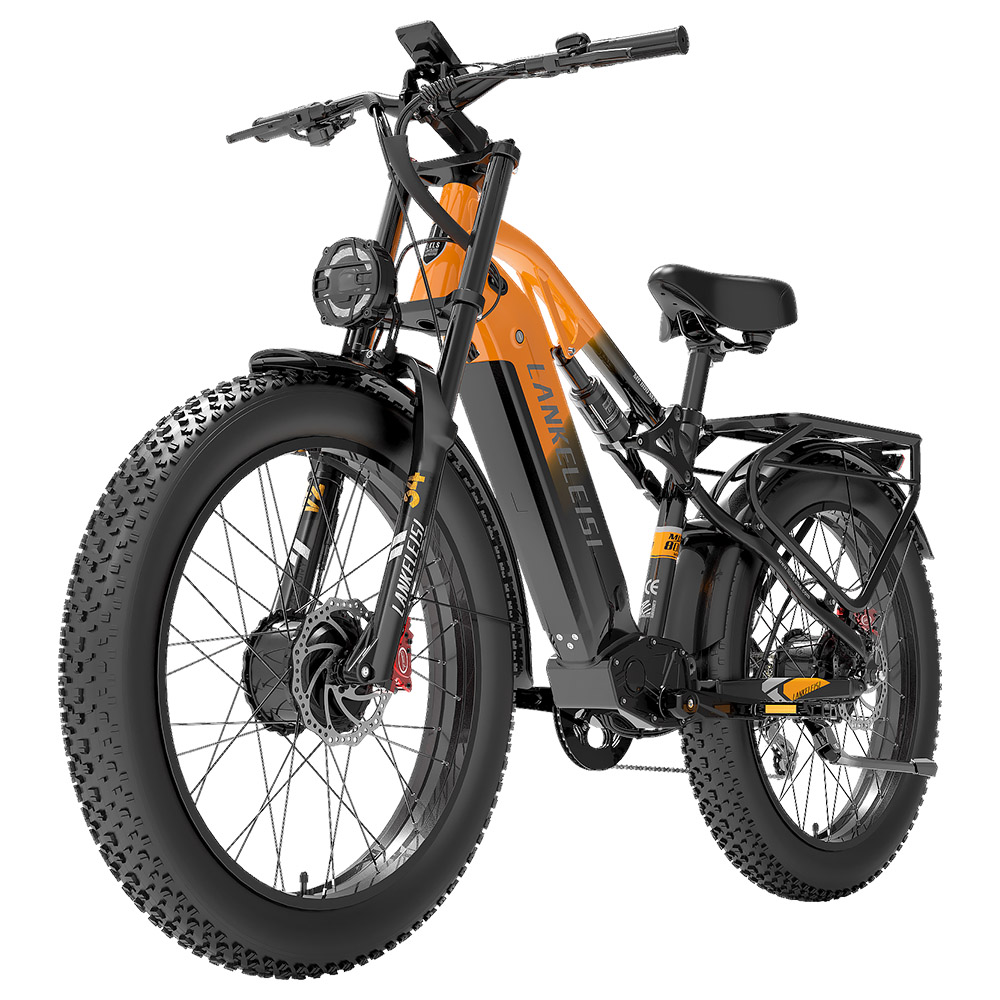 LANKELEISI MG800MAX Electric Bike, 1000W*2 Motor, 48V 20Ah Battery, 26*4.0 inch Tires, 48km/h Max Speed, 130km Range, Hydraulic Disc Brakes, Front Oil Spring Suspension & Pneumatic Rear Shock Absorber, Shimano 7-speed - Orange
LANKELEISI MG800MAX Electric Bike, 1000W*2 Motor, 48V 20Ah Battery, 26*4.0 inch Tires, 48km/h Max Speed, 130km Range, Hydraulic Disc Brakes, Front Oil Spring Suspension & Pneumatic Rear Shock Absorber, Shimano 7-speed - Orange