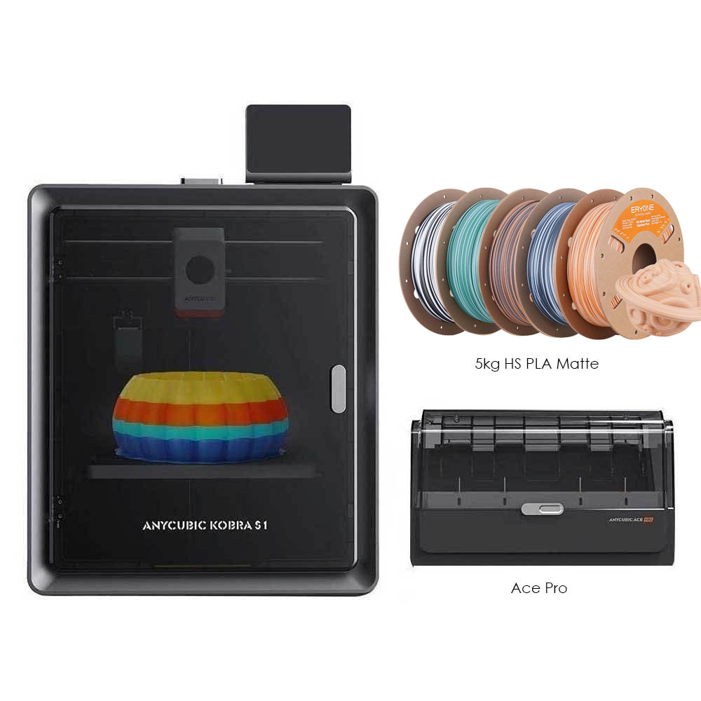 Anycubic Kobra S1 Combo + 5kg ERYONE High Speed PLA Matte Twisted - 1kg Zebra/ Frost Mint/ Totem Engraving/ Salt Flat/ Maple Amber
Anycubic Kobra S1 Combo + 5kg ERYONE High Speed PLA Matte Twisted - 1kg Zebra/ Frost Mint/ Totem Engraving/ Salt Flat/ Maple Amber