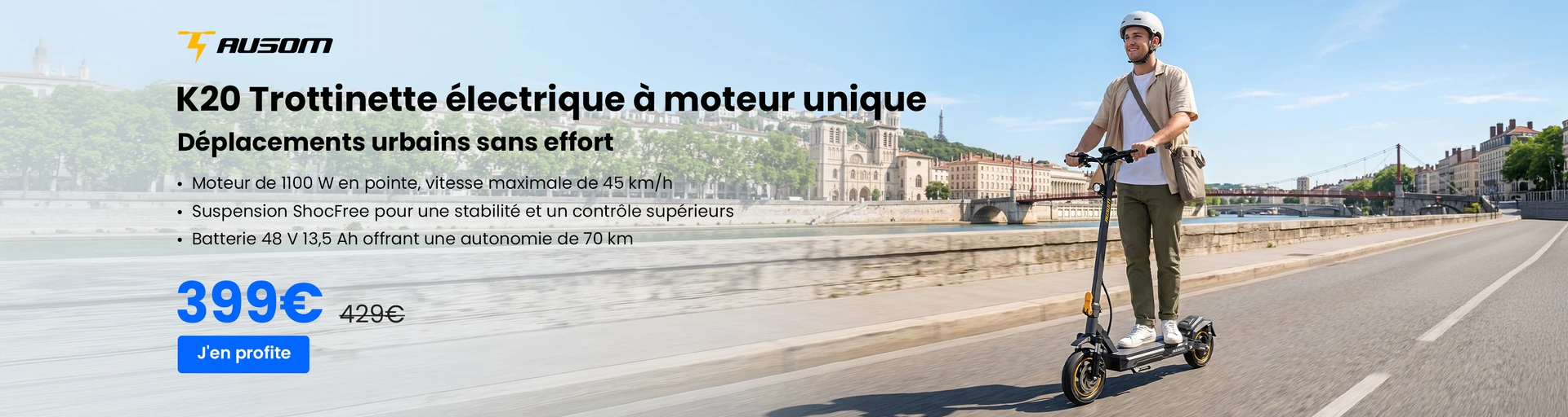 Ausom K20 Trottinette électrique à moteur unique