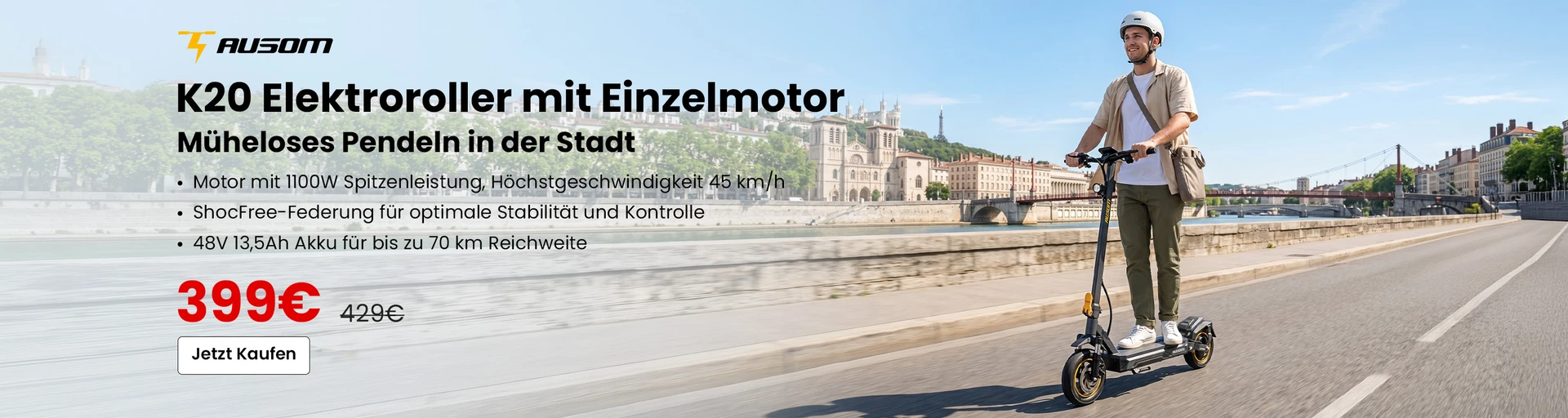 Ausom K20 Elektroroller mit Einzelmotor