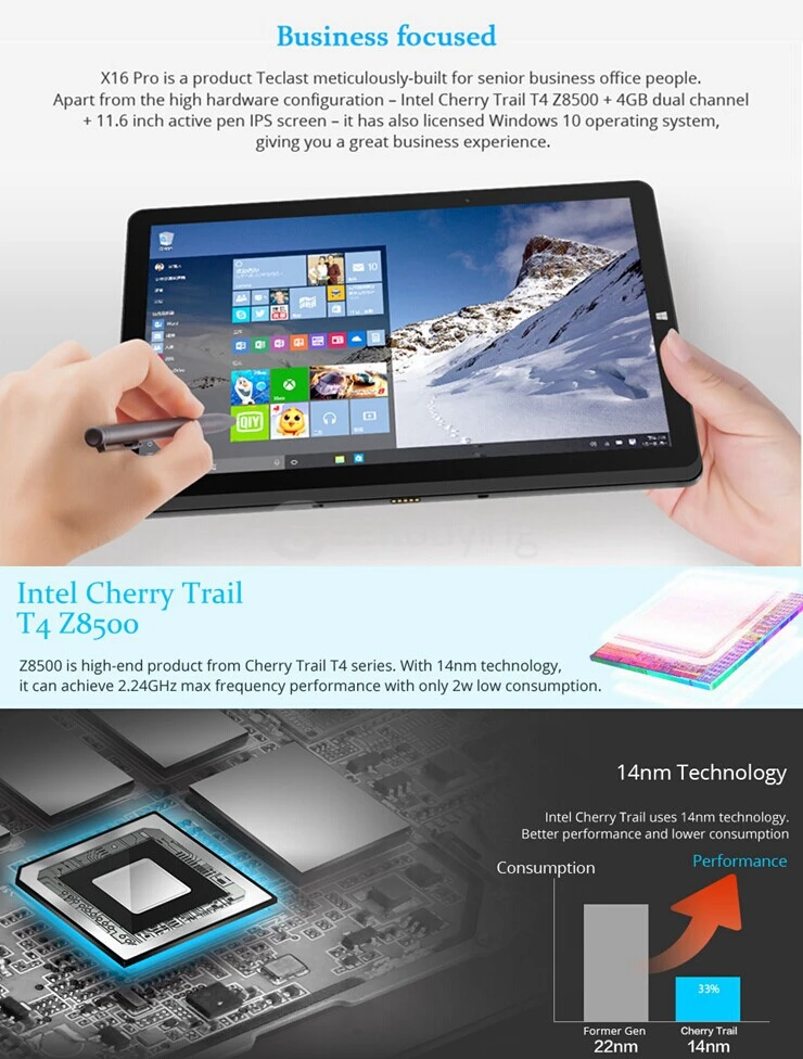 Teclast X16 Pro(Win&amp;Android Dual OS搭載） Teclast X16 Power」RAM 8GB/11.6インチ Win10+Android5.1の