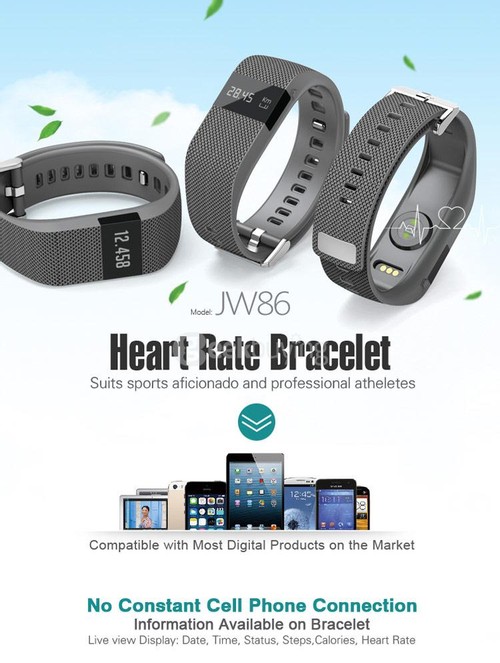JW86 Bluetooth Heart Rate Monitor IP65 Smart Bracelet