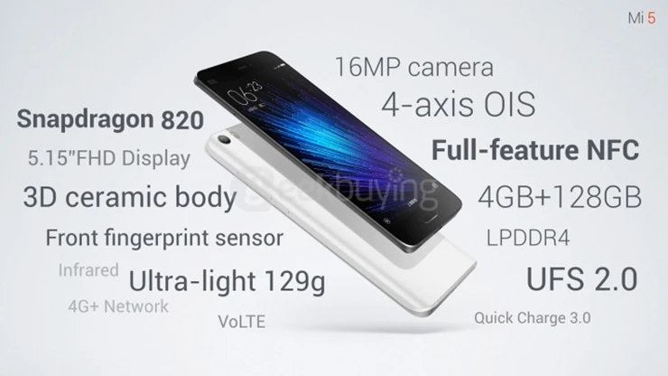 Xiaomi Mi5 5.15inch 3GB 64GB 4G LTEスマートフォン - ホワイト