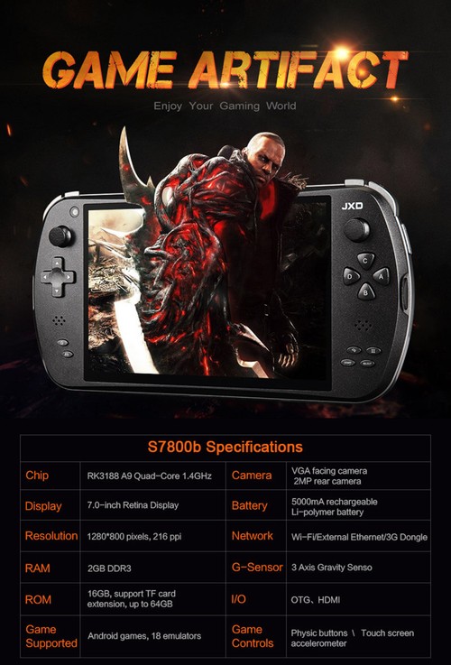 JXD S7800B 7 Inch Android 4.4 2GB/16GB GamePad RK3188