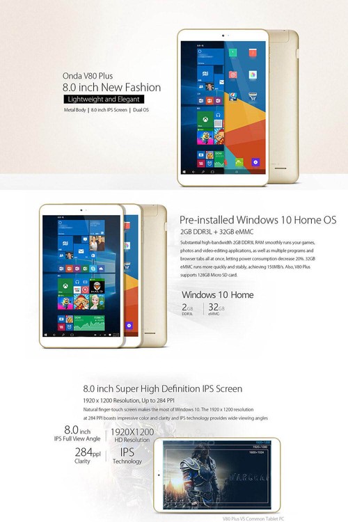 Onda V80 Plus Tablet PC - Gold