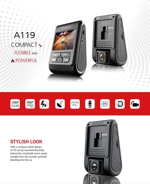 VIOFO A119 2.0inch Novatek 96660 Car Camera With GPS Black