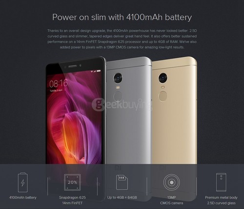 Offical Global Version Xiaomi Redmi Note 4 4G 64GB Smartphone - Black