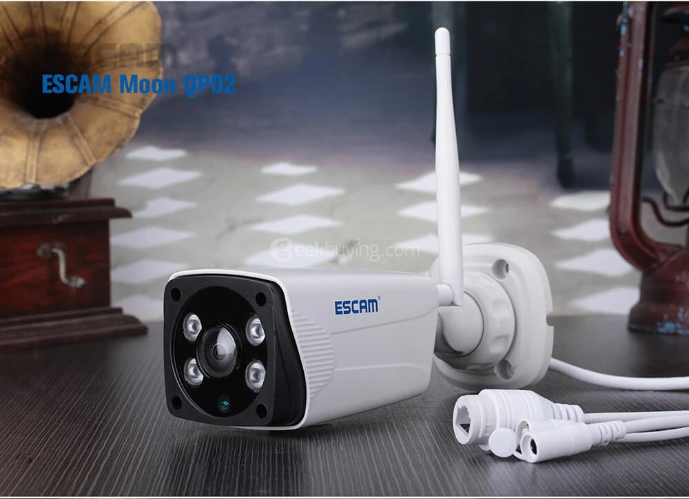 ESCAM Moon QP02 1080P WiFi Panoramic Fisheye Infrared Camera H.264 2 Megapixel 180 Degrees IP66 Waterproof IP Camera - White