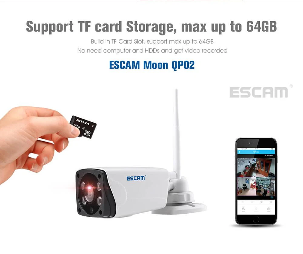 ESCAM Moon QP02 1080P WiFi Panoramic Fisheye Infrared Camera H.264 2 Megapixel 180 Degrees IP66 Waterproof IP Camera - White