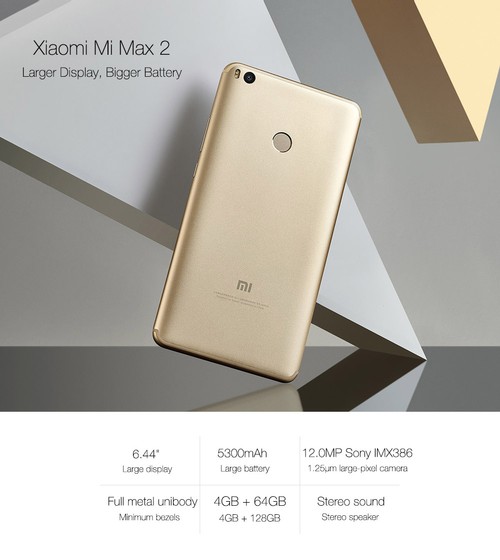 Androidタブレット本体 Xiaomi Mi Max 2 4GB/64GB Official Global ROM Xiaomi Mi Max2 4GB 64GB Smartphone - Gold