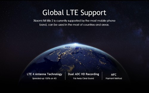 Xiaomi Mi Mix 2 5.99 Inch 4G LTE Smartphone 8GB 128GB 12.0MP Cam Snapdragon 835 Octa Core Android 7.1 NFC VoLTE Ceramic Unibody - Black