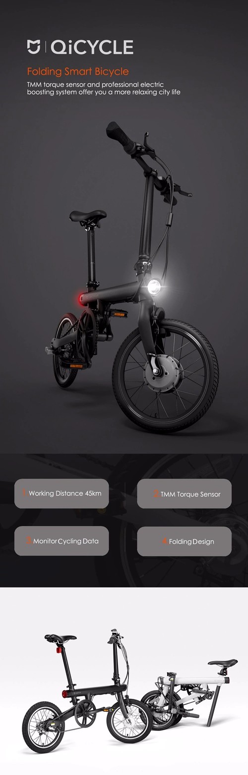 Original Xiaomi QiCYCLE EF1 Smart Bicycle White