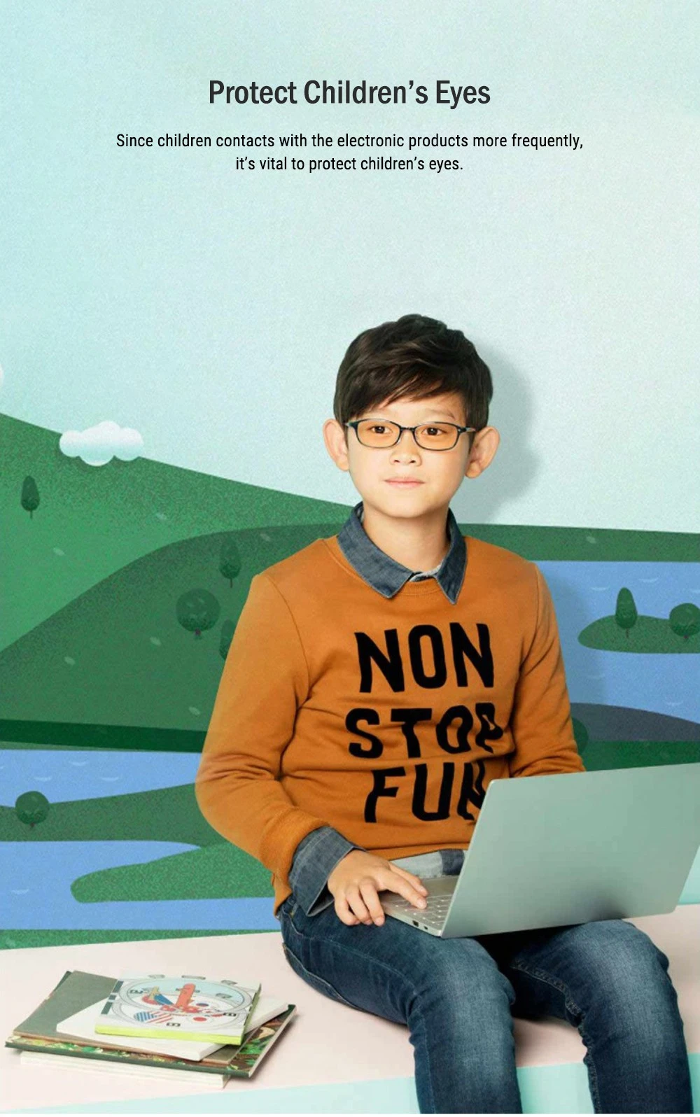 Xiaomi Mijia TS Glasses For Kids Protect Eyes Prevent Blue-ray UVA UVB Protection Lightweight Googles - Blue