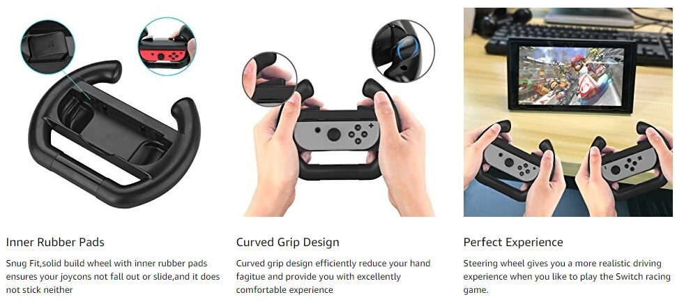 DOBE Controller Steering Wheel 2 Pack para Nintendo Switch Joy-Con - Negro