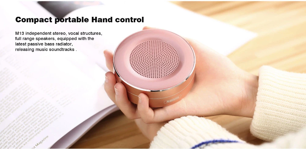REMAX RB-M13 Wireless Bluetooth Speaker TF Player HD Sound Data Transport Call Function - Silver
