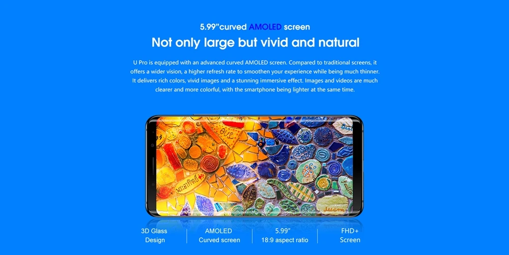 スマートフォン本体 ANDROID - Elephone U Pro Blue Elephone U Pro 5.99 Inch 6GB 128GBスマートフォンブルー