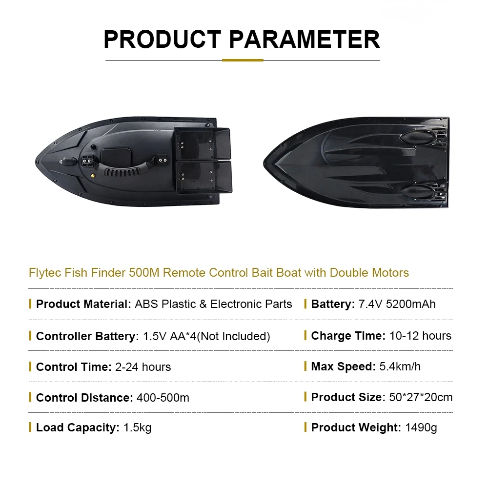 Flytec Electric Fishing Bait RC Boat 500M Remote Fish Finder 5.4km