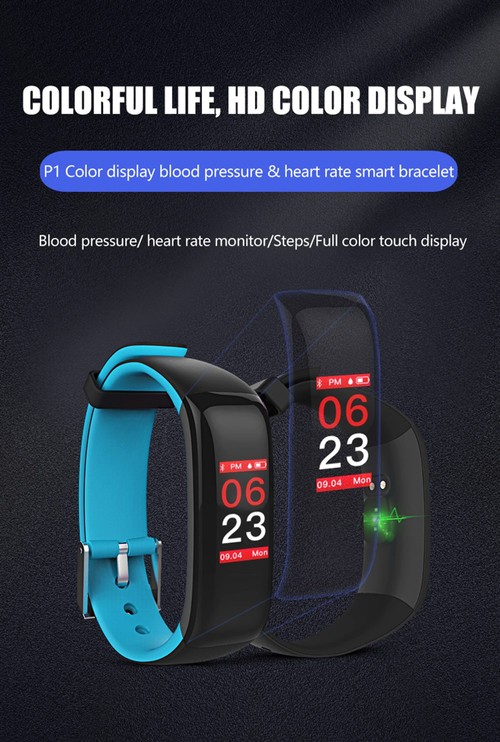 Makibes P1 Plus Smart Bracelet Blood Pressure Heart Rate Monitor IP67 Water Resistant Color Touch Display - Red