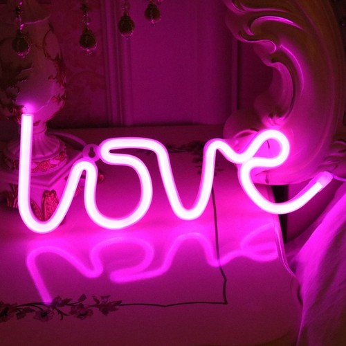 LED Love Neon Night Light Wall Lamp Holiday Decorations -Pink