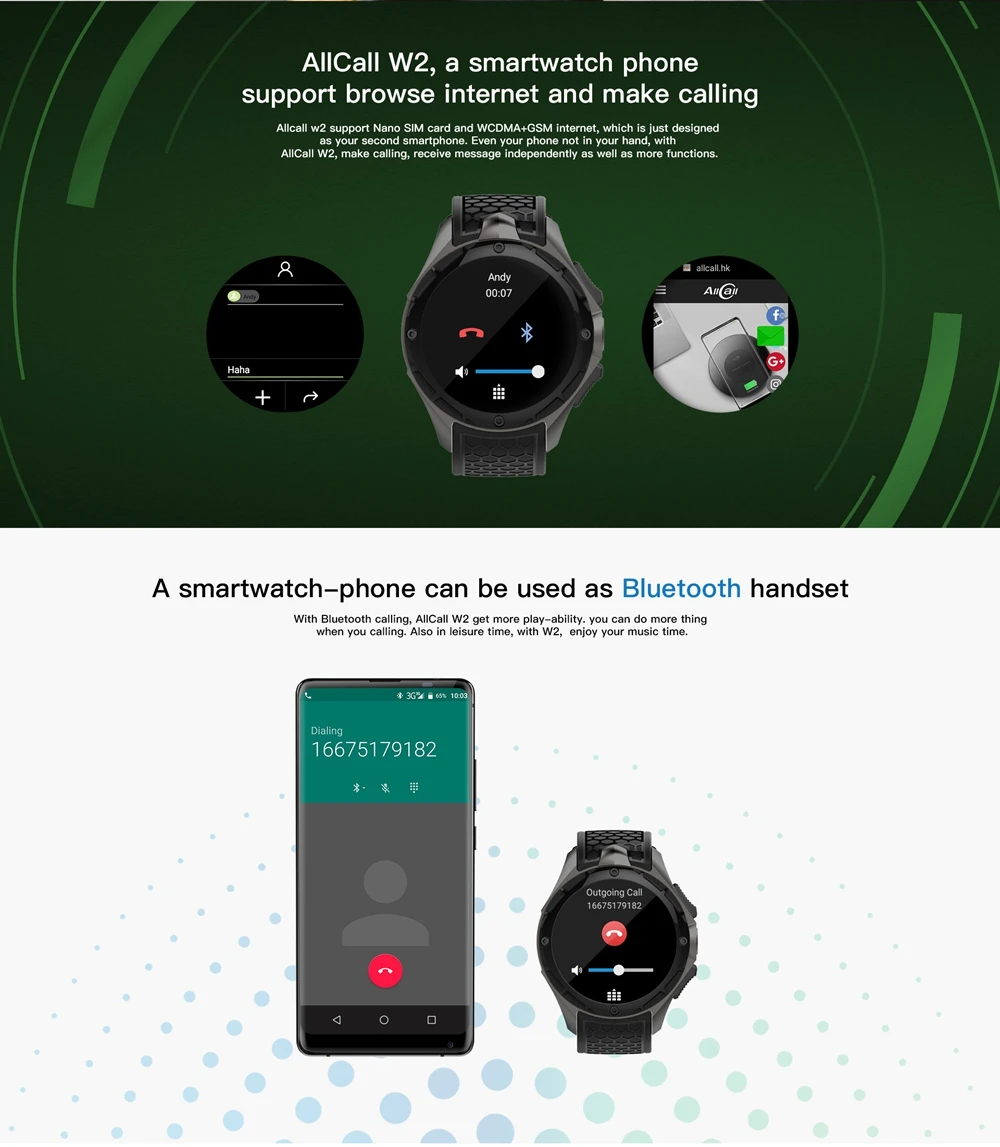 Allcall w2 sale 3g smartwatch phone