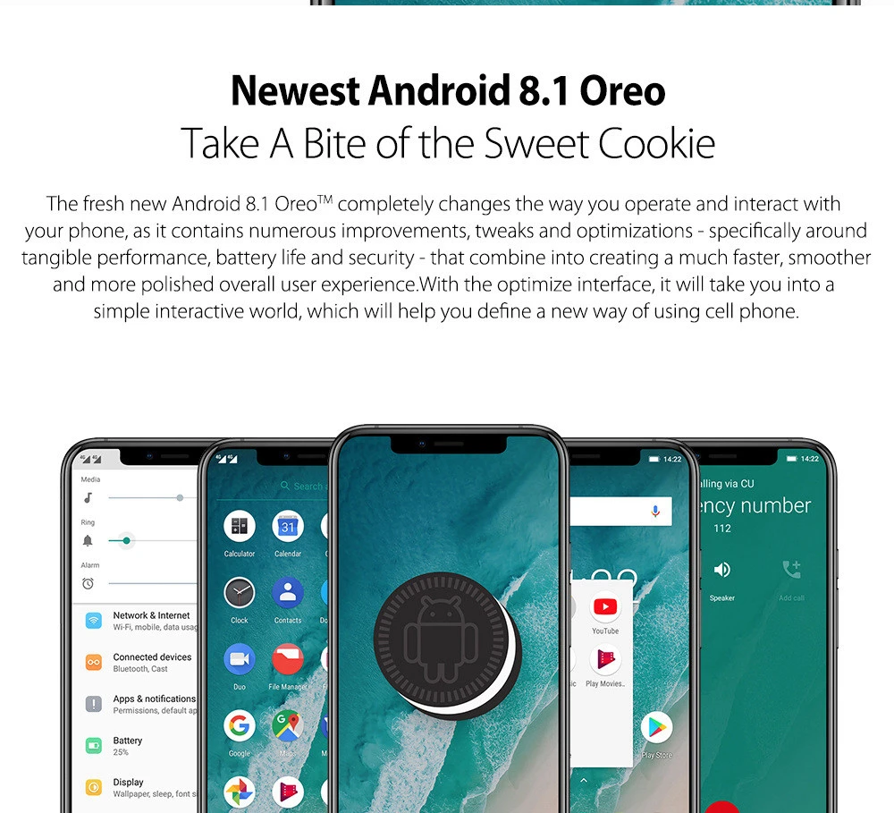 Ulefone X 5.85インチ4GB 64GBスマートフォンホワイト