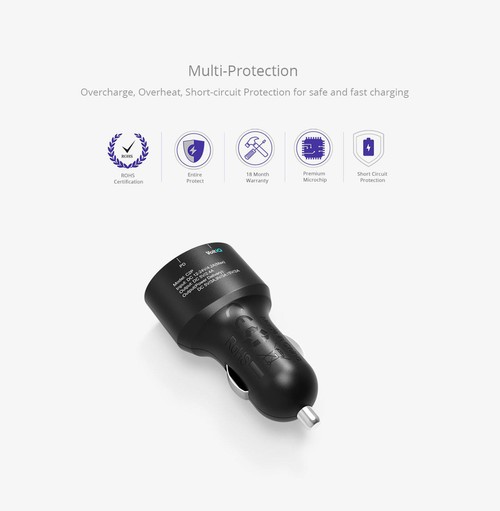 Tronsmart C2P 42W USB-C 2-Port Car Charger with Power Delivery for Google Pixel/Pixel XL/MacBoo/ iPad Pro