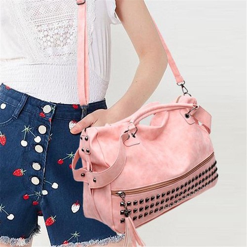 Fashion Tote Purse Satchel Bag PU Leather Bag Women's Crossbody Bag Handbag-Pink