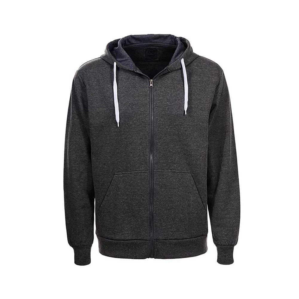 Men Casual Solid Color Long Sleeve Sweatshirt Zipper Hoodie Coat Size 3XL - Dark Gray