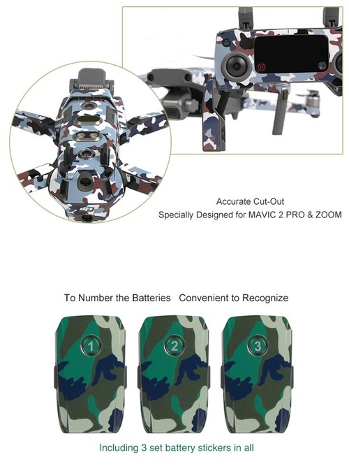 Sunnylife PVC Stickers DJI Mavic Pro Zoom RC Drone Green Camouflage