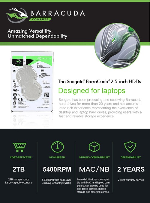 Seagate ST2000LM015 2TB Notebook Internal Hard Disk Drive Silver