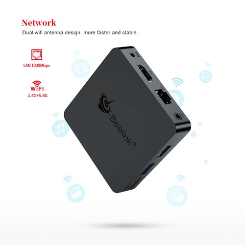 Beelink GT1 MINI Amlogic S905X2 Android 8.1 4GB DDR4 32GB eMMC 4K TV Box with Voice Remote Dual Band WiFi Gigabit LAN Bluetooth USB3.0