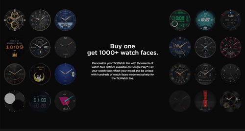 Ticwatch PRO Smart Watch 1.4 Inch OLED/LED Double Screens Heart Rate Monitor IP68 Built-in GPS Google Pay - Black