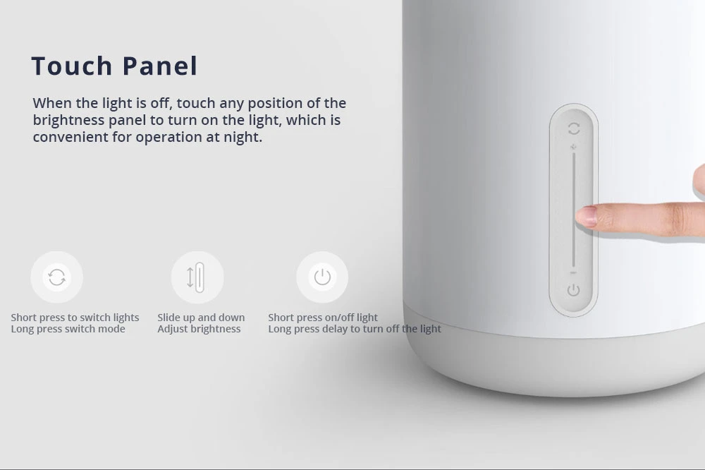 Xiaomi Mijia Bedside Lamp 2 Bluetooth WiFi Connection Touch Panel APP Control Works with Apple HomeKit Siri - White