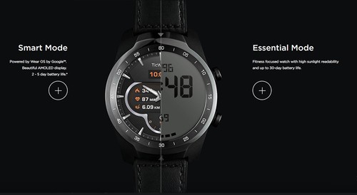 Ticwatch PRO Smart Watch 1.4 Inch OLED/LED Double Screens Heart Rate Monitor IP68 Built-in GPS Google Pay - Black