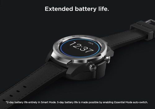 Ticwatch PRO Smart Watch 1.4 Inch OLED/LED Double Screens Heart Rate Monitor IP68 Built-in GPS Google Pay - Black