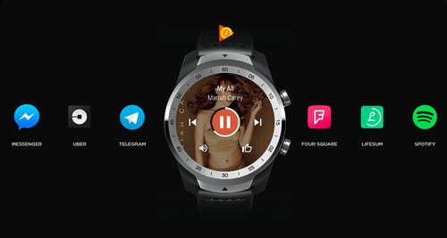 Ticwatch PRO Smart Watch 1.4 Inch OLED/LED Double Screens Heart Rate Monitor IP68 Built-in GPS Google Pay - Black