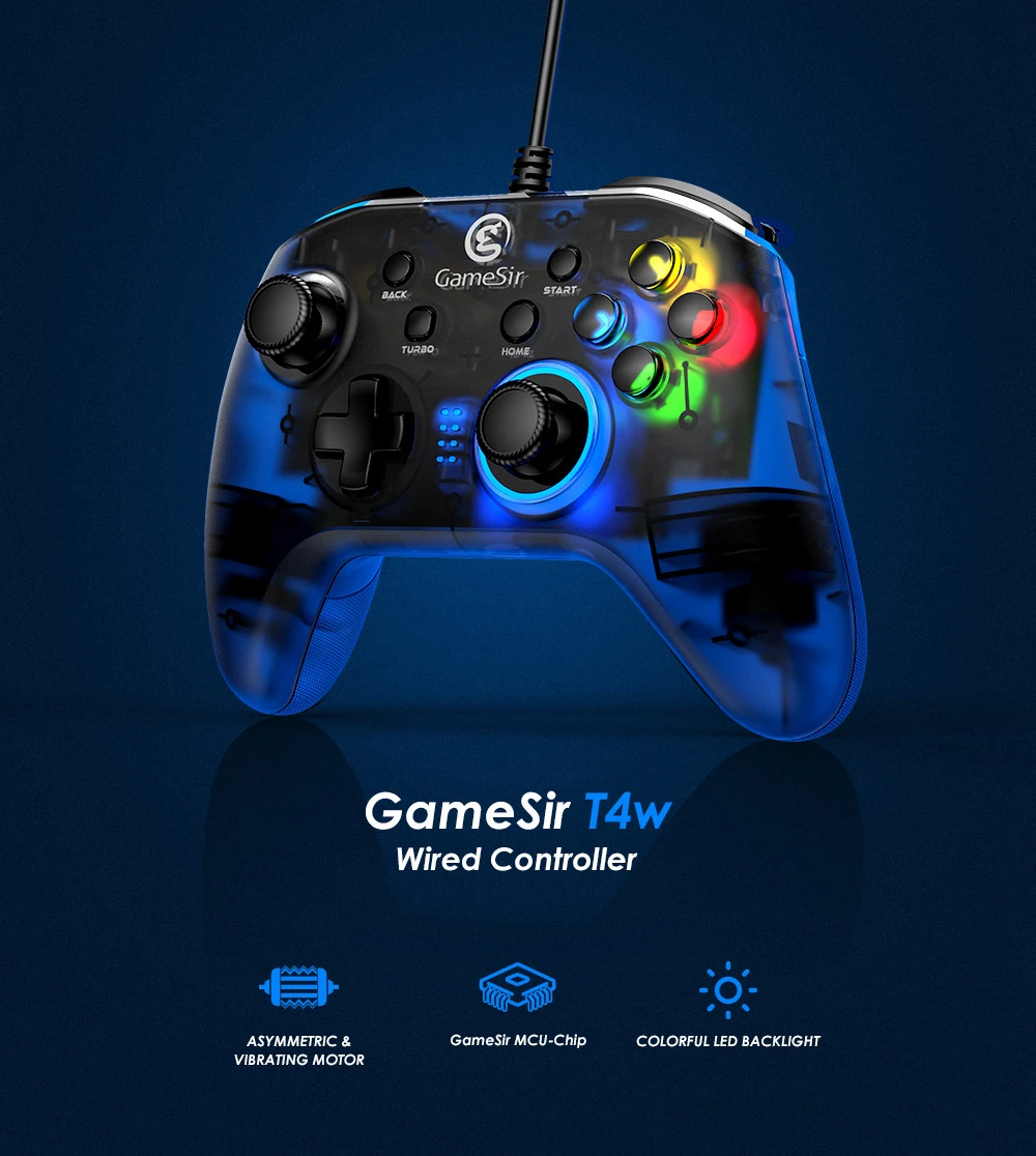 Gamesir T4W Wired Turbo Gamepad for Playstation PC Steam for Windows(7/8/10 ) Android TV BOX - Black