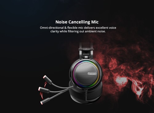 Tronsmart Glary Gaming Headset 7.1 Virtual Surround Sound Stereo Sound with Colorful LED Lighting USB Interface Mic for PC Laptop