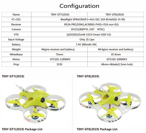 LDARC Tiny GT8 RC Racing Drone BNF Flysky Receiver