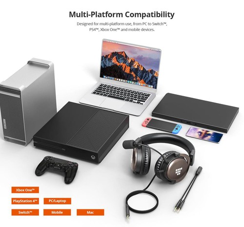 Tronsmart Sono Gaming Headset Headphones 3.5mm Interface with Mic for PC, Xbox One, PS4, Switch and Mobile Devices