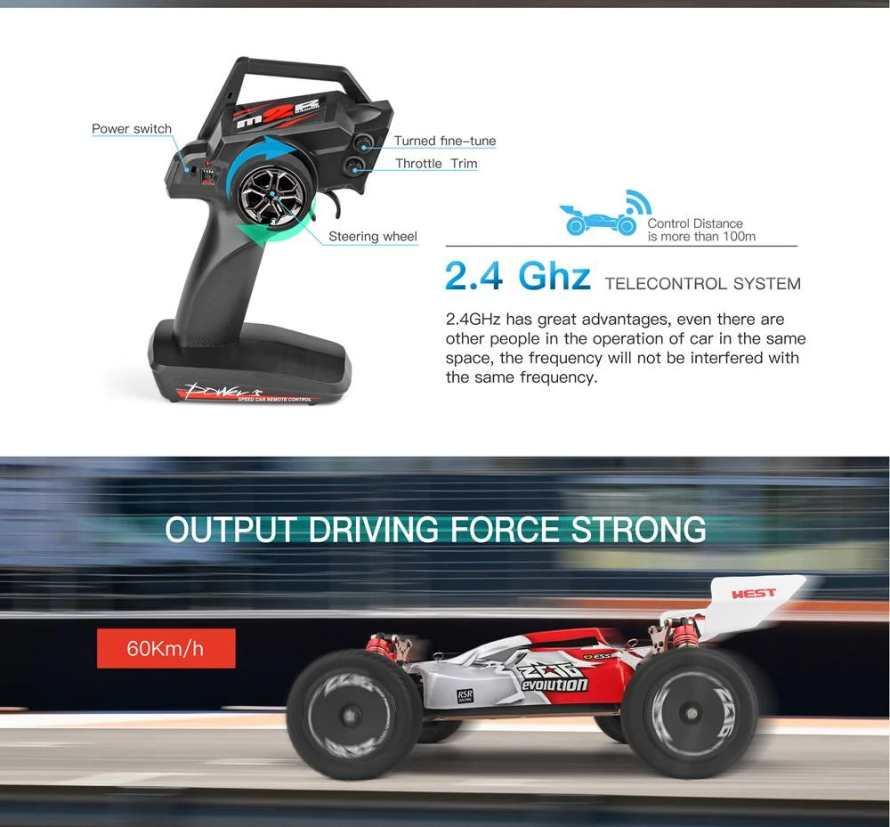 Wltoys 144001 Driving 1/14 2.4G 4WD 60km/h Electric Brushed Off-Road Buggy RC Car RTR - Green