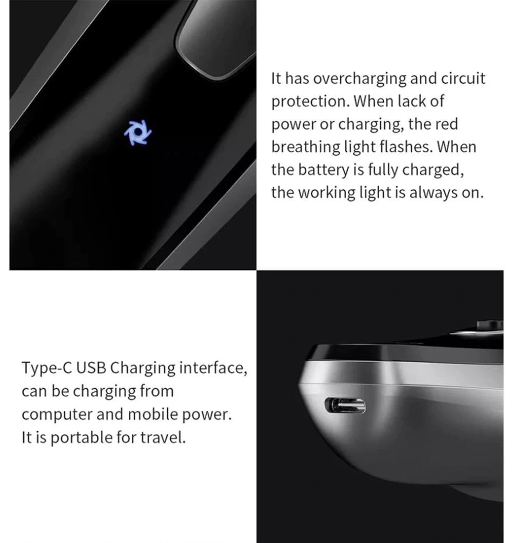 Xiaomi Enchen BlackStone 3D Smart Floating Blade Head Electric Shaver Waterproof USB Charging For Men - Black