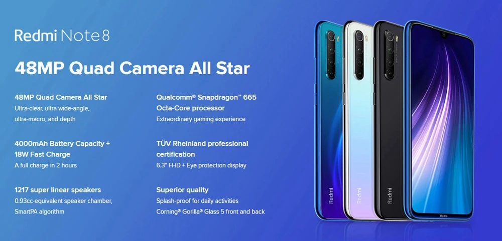 シャオミ　Xiaomi　Redmi　note8　48MPクワッドカメラ　ブルー Amazon.com: Xiaomi Redmi Note 8 (64GB, 4GB) 6.3